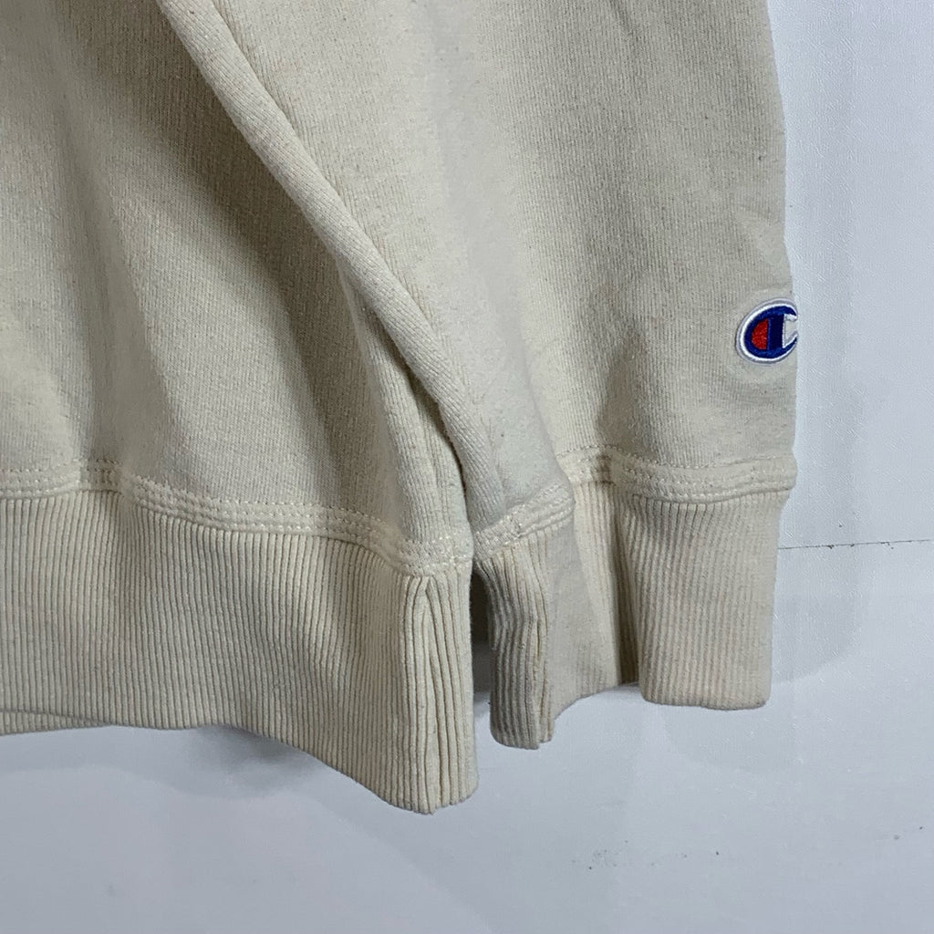 CHAMPION Men's Beige Crewneck Script Logo Powerblend Regular-Fit Sweatshirt SZXL