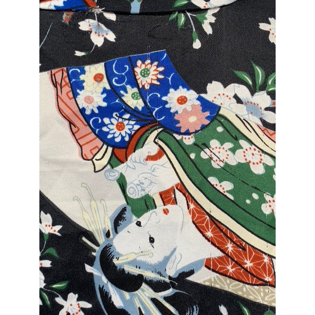 UNBRANDED Women's Black Floral Wide Sleeve Kimono SZ OS