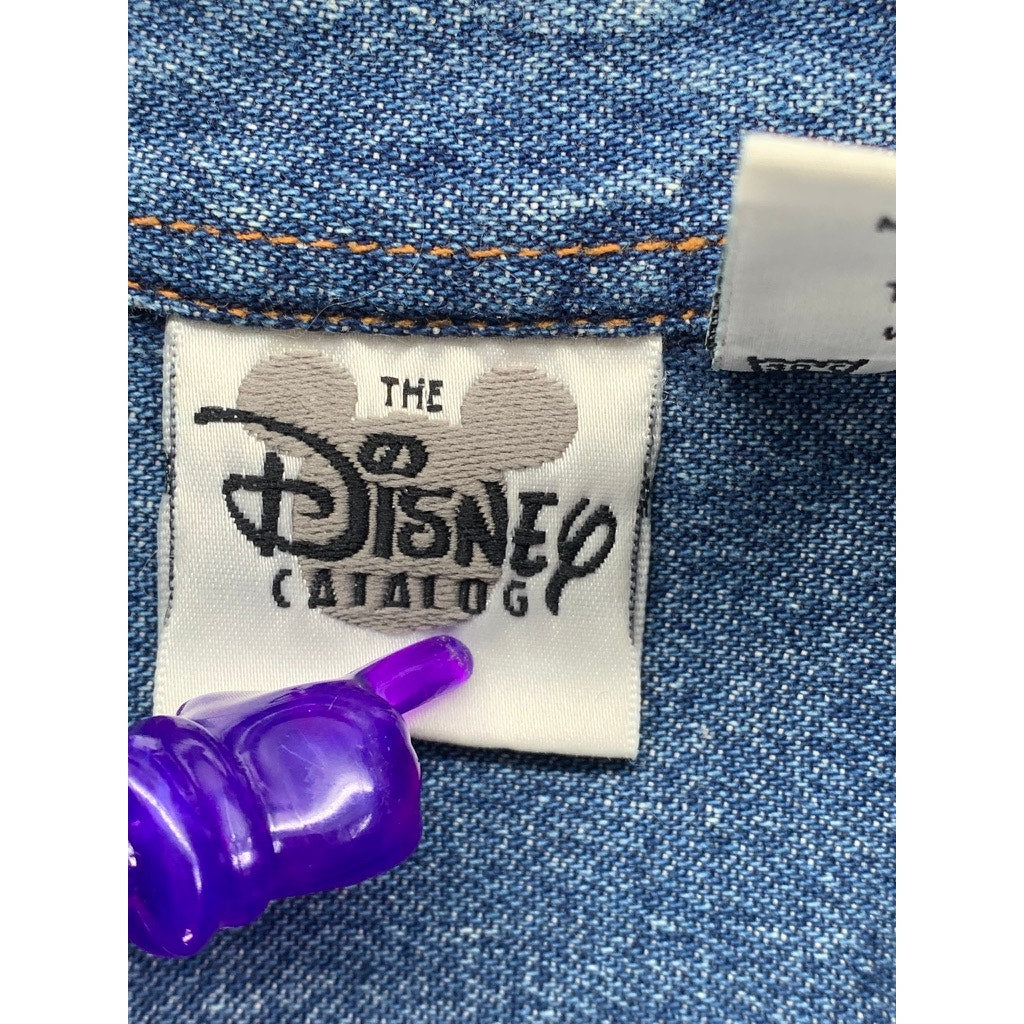 DISNEY Women's Vintage Blue Denim Embroidered Pooh & Friends Shirt Jacket SZ L