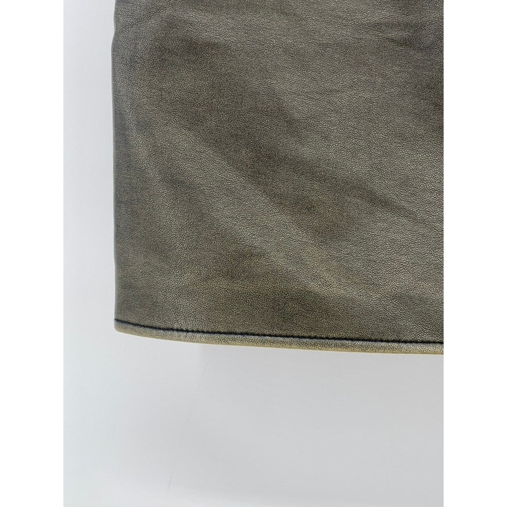 MNG Women's Olive Green Faux Leather Short Mini Skirt SZ M