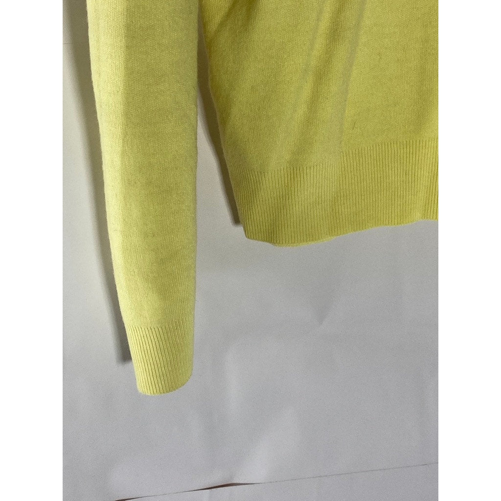 UNBRANDED Men’s Yellow Solid Knit V-Neck Long Sleeve Pullover Sweater SZ L