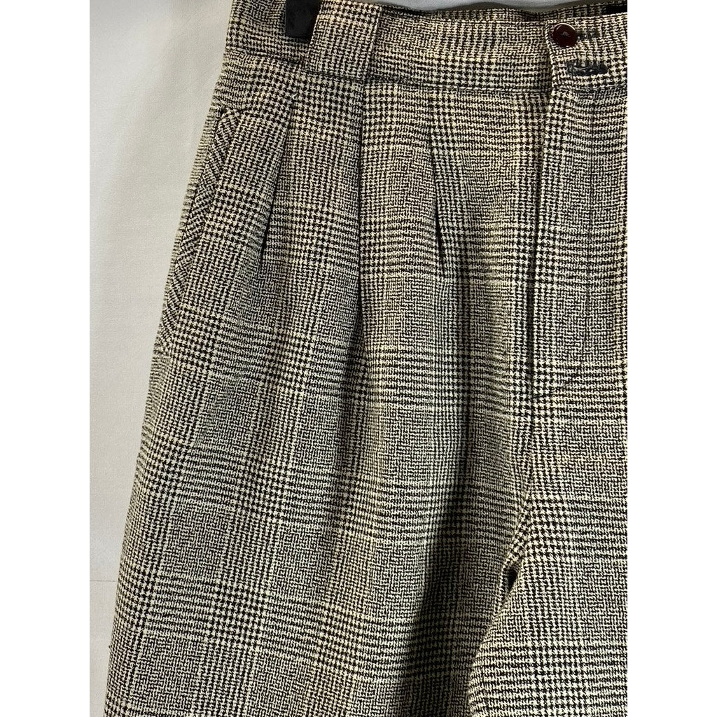 GIORGIO SANT'ANGELO Women's Black/White Plaid Straight-Leg Wool Pants SZ 10L