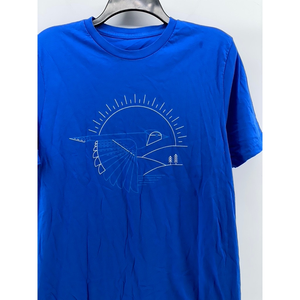 UNBRANDED Men's Royal Blue Crewneck Bird Graphic Short Sleeve Casual T-Shirt SZM