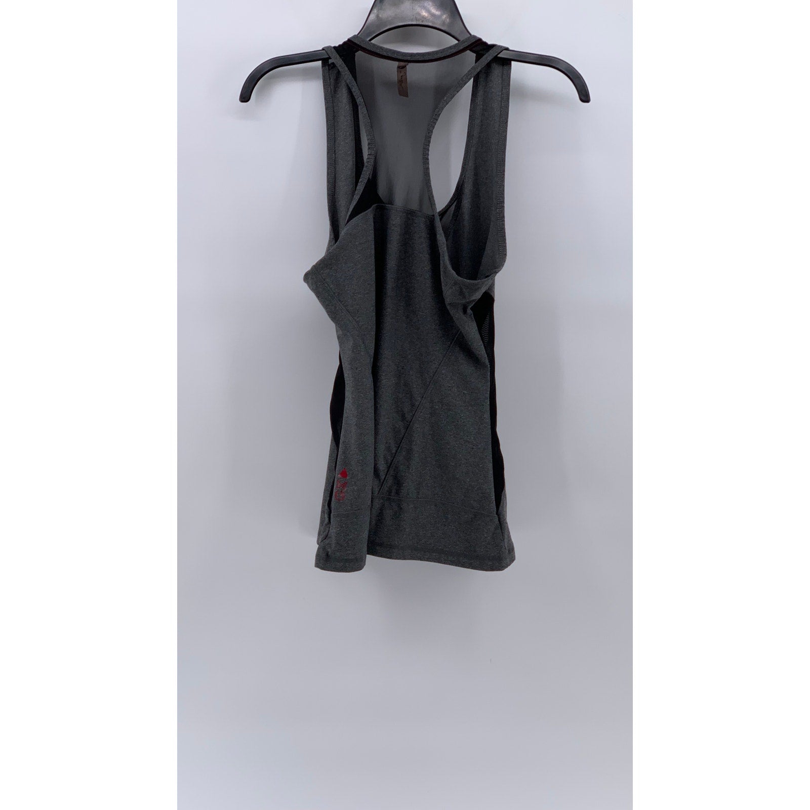 G By GOTTEX Women’s Charcoal Gray-Black Scoop-Neck Mesh Active Tank Top SZ M