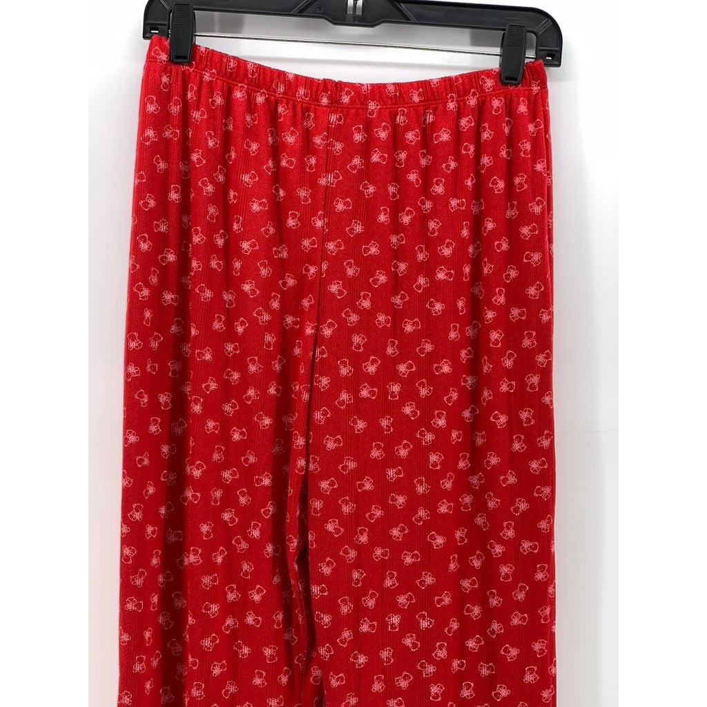 PINK ROSE Women's Red Bear Print Relaxed Fit Pajama Pants SZ M