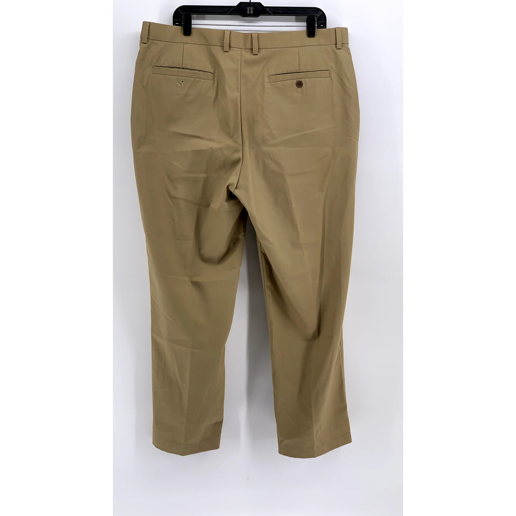 ALAN FLUSSER Men's Tan Solid Regular-Fit Straight Leg Pants SZ 38X30