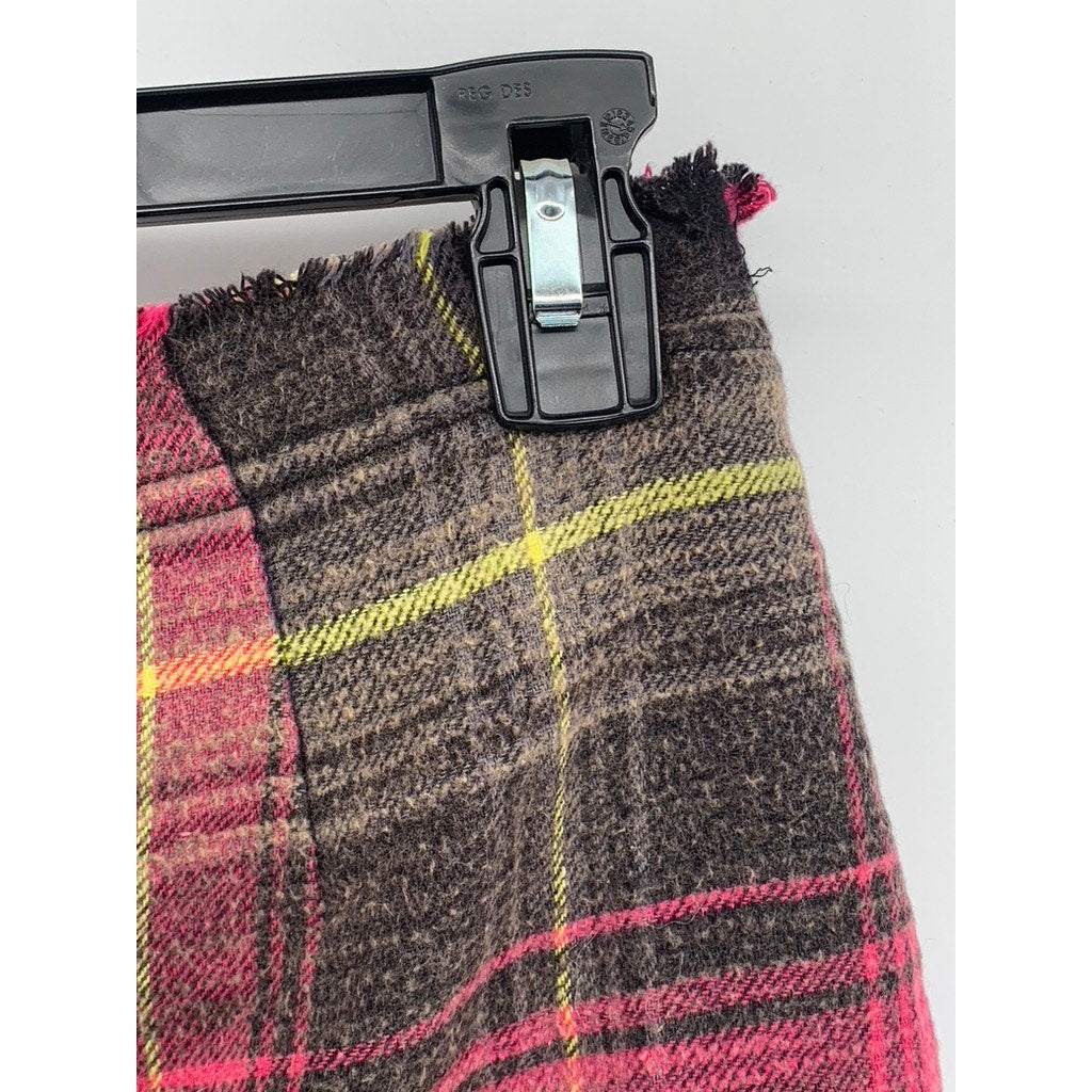 URBAND OUTFITTERS Women's Red-Black-Yellow Plaid Wrap Grunge Mini Skirt SZ S