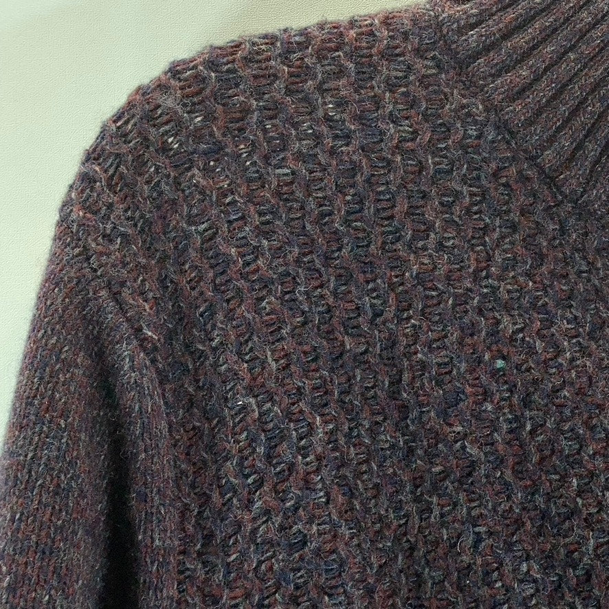 BANANA REPUBLIC Men's Wine Marled Textured Italian Yarn Mock-Neck Sweater SZ S