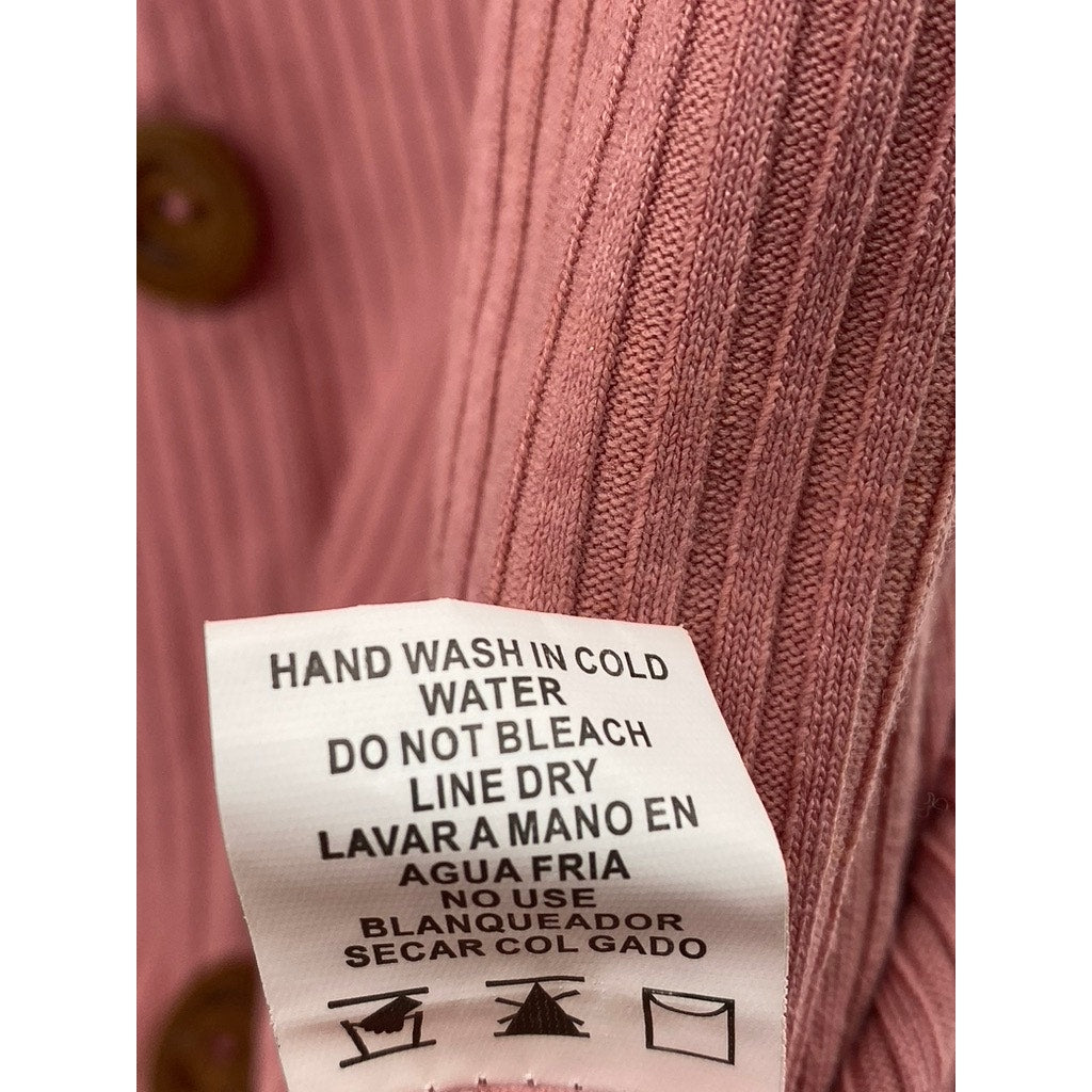 LOVE J Women's Plus Size Pink Ribbed Short Sleeve Bodycon Mini Dress SZ 1X