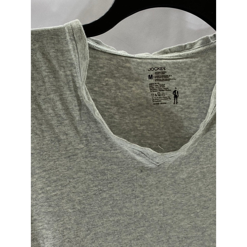 JOCKEY Men’s Gray Solid Cotton Stretch V-Neck Short Sleeve T-Short SZ M