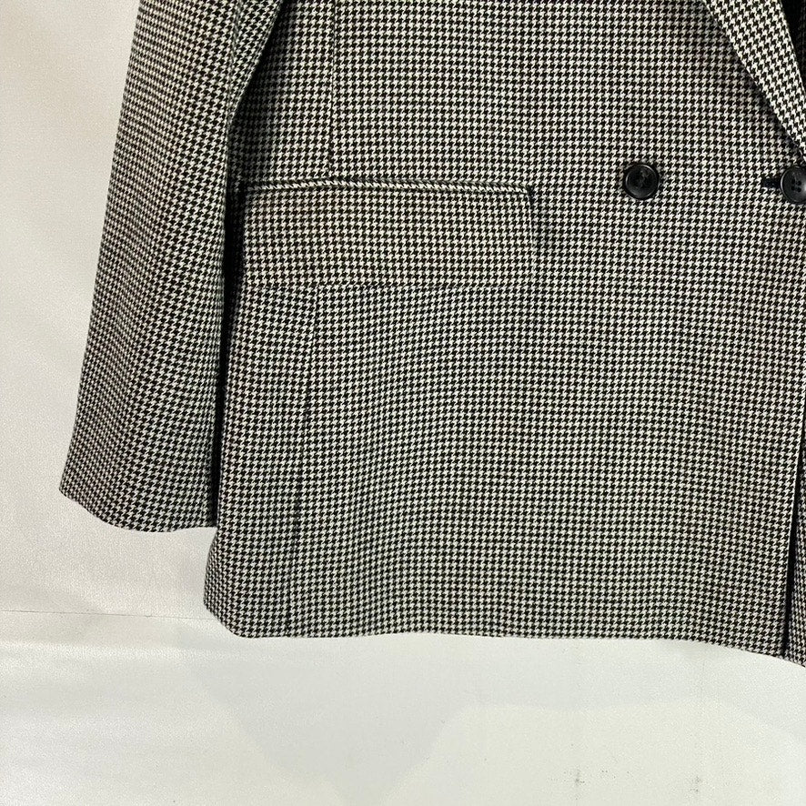 UNIQLO Women's Dark Grey Houndstooth Double Breasted Notch Lapel Blazer SZ XL