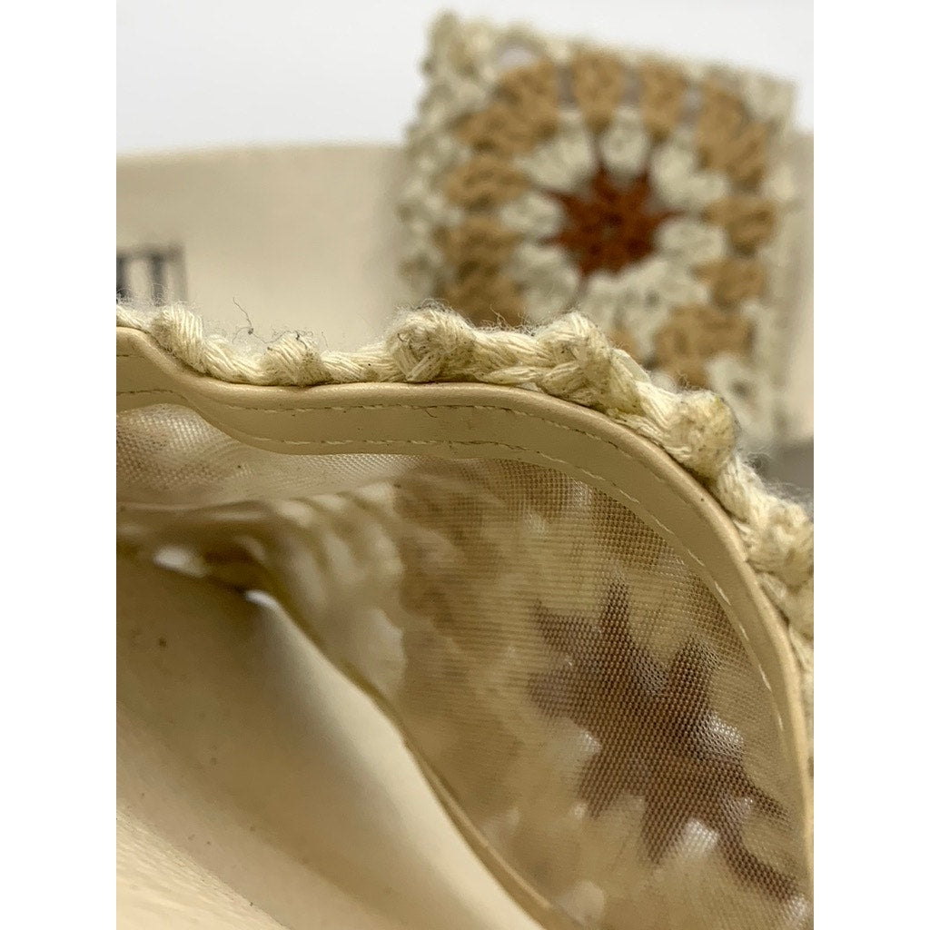 DIRTY LAUNDRY Women's Beige Knit Worble Slip-On Wedge Sandals SZ 7