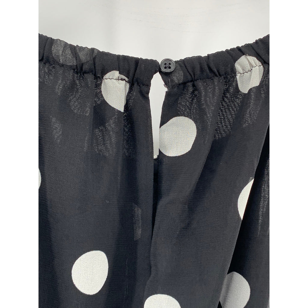BANANA REPUBLIC Women's Black-White Coin Dot Sleeveless Belted Maxi Dress SZ 10