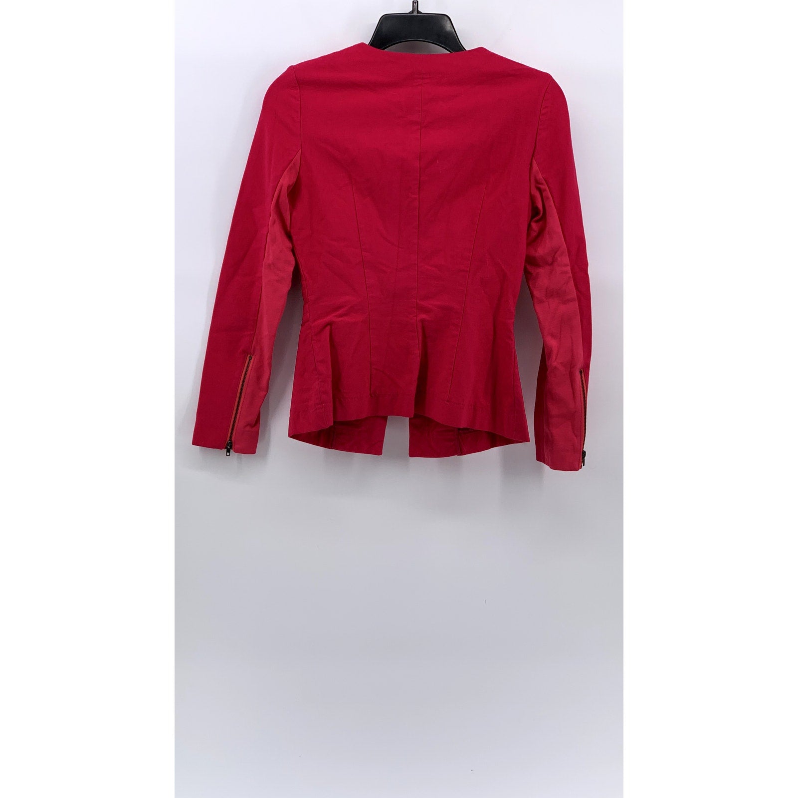 BANANA REPUBLIC Women's Fuchsia Pink Collarless Long Sleeve Zip-Up Jacket SZ S