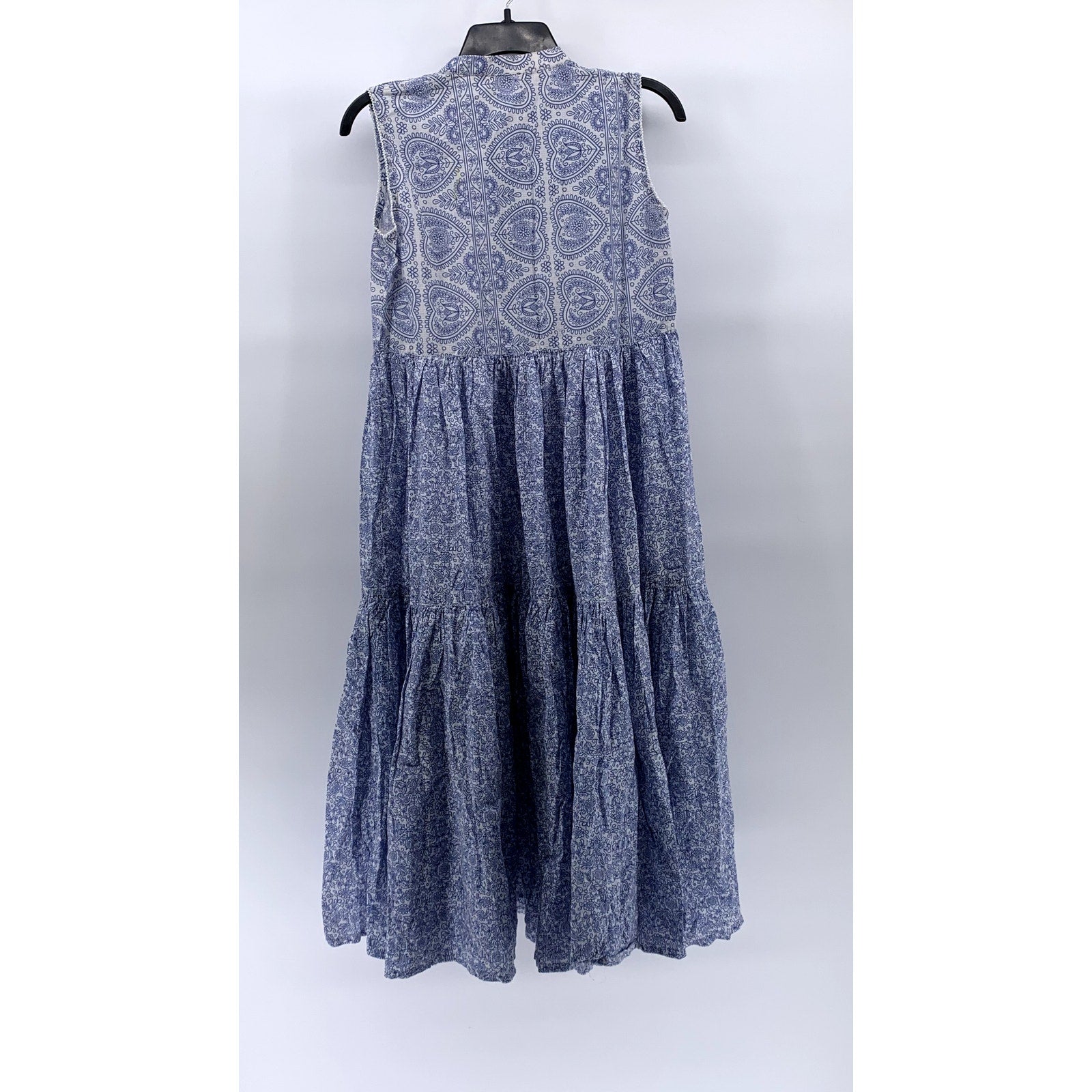 GENERATION Women's Blue-White Printed Sleeveless A-Line Midi Dress SZ 8