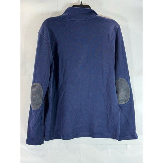BANANA REPUBLIC Men's Navy Star Quarter-Zip Elbow-Patch Pullover Sweater SZ M