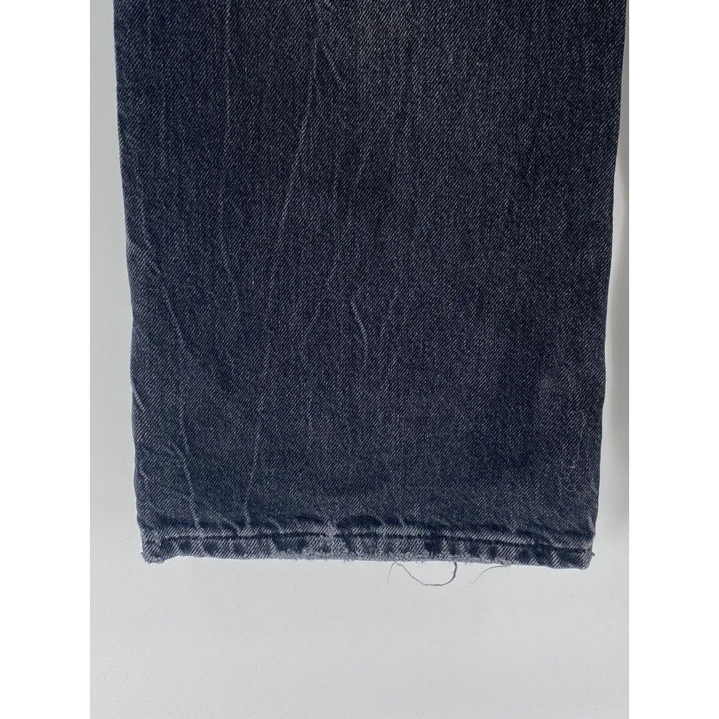 ZARA Women's Black Denim Distressed High-Rise Wide-Leg Regular-Fit Jeans SZ 4