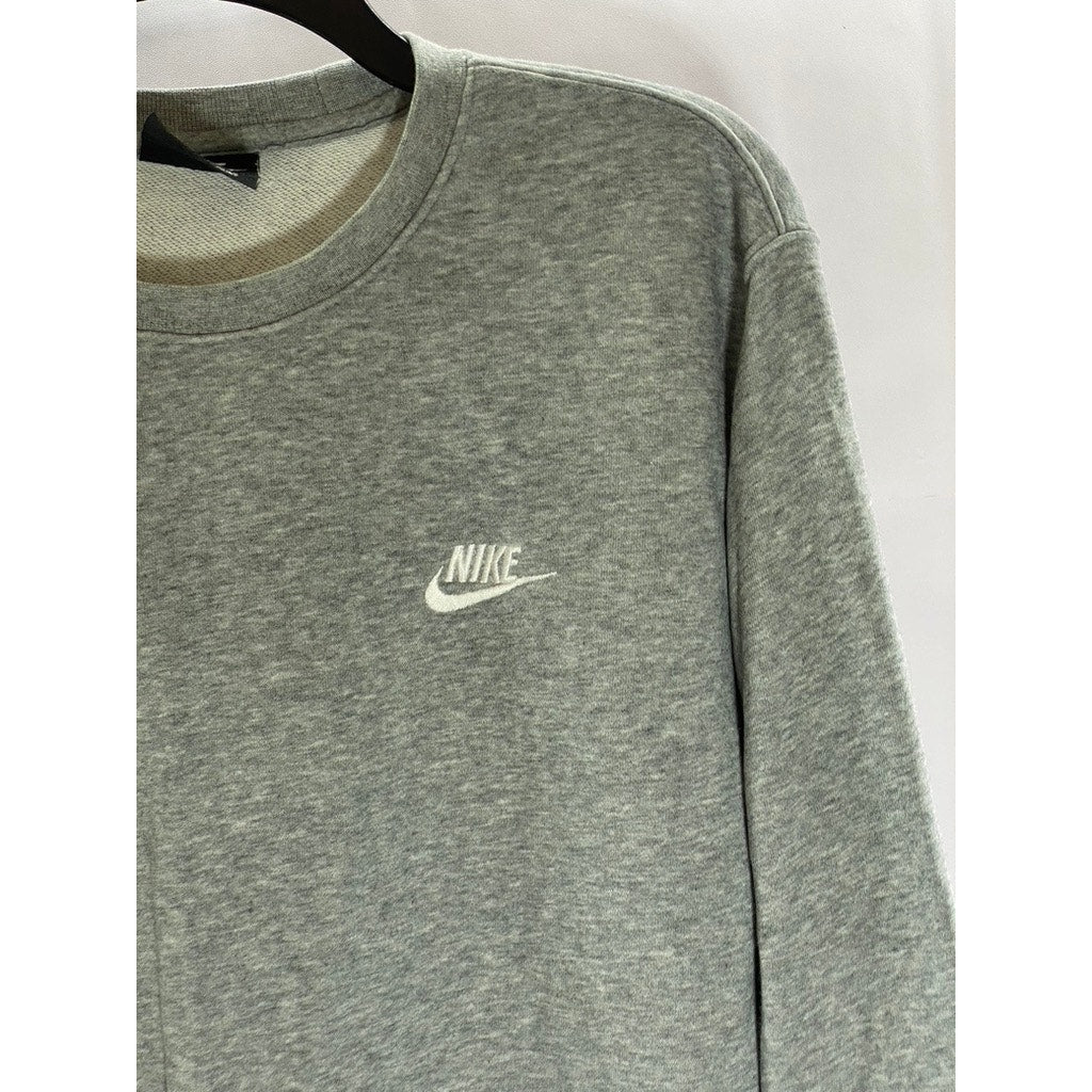 NIKE Men's Heather Gray Embroidered Logo Club Crewneck Casual Sweatshirt SZ XL