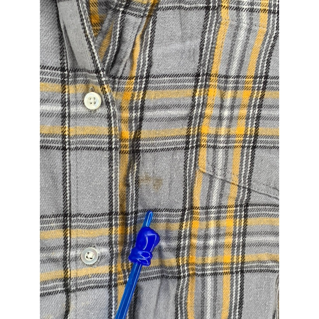 THE ORIGINAL ARIZONA Women's Gray-Yellow Plaid Button-Up Long Sleeve Shirt SZ XL