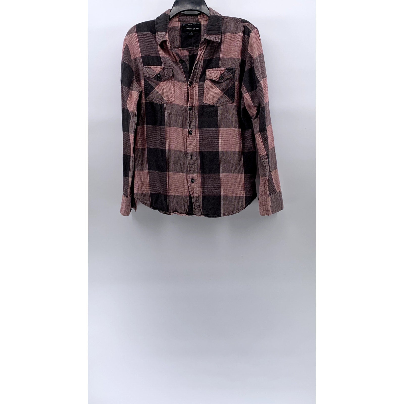 TWENTYONE Men's Red-Black Checkered Print Classic-Fit Button-Up Shirt SZ S