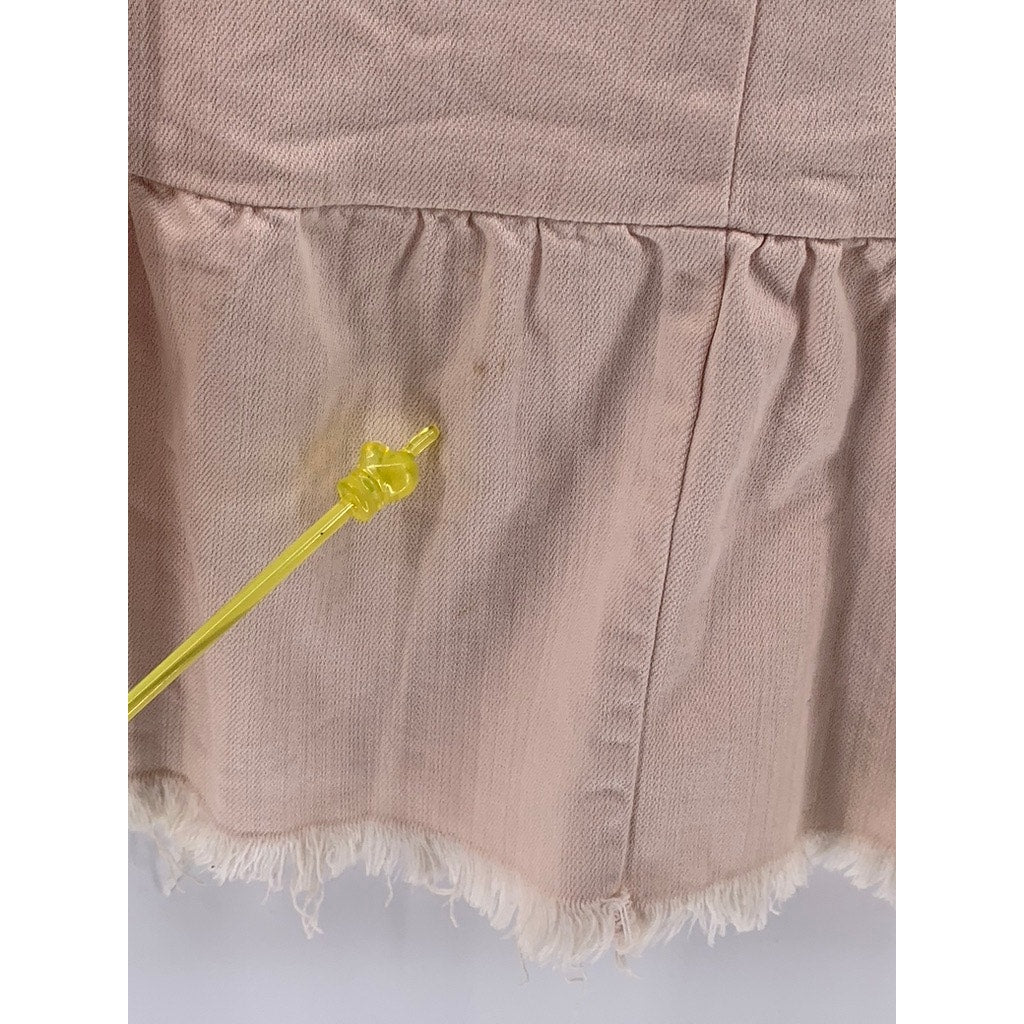 AERIE Women's Light Pink Lace-Up Neck Ruffle-Hem Sleeveless A-Line Dress SZ S
