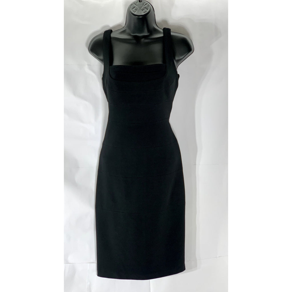 SANGRIA Women's Black Layered Straight-Neck Bodycon Mini Cocktail Dress SZ 4