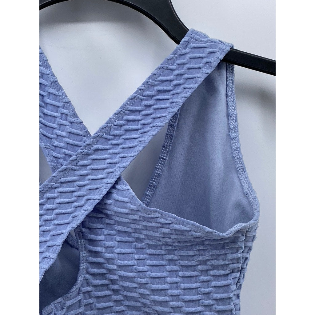 FOREVER 21 Women’s Blue Honeycomb Textured V-Neck Cross Back Bralette SZ S