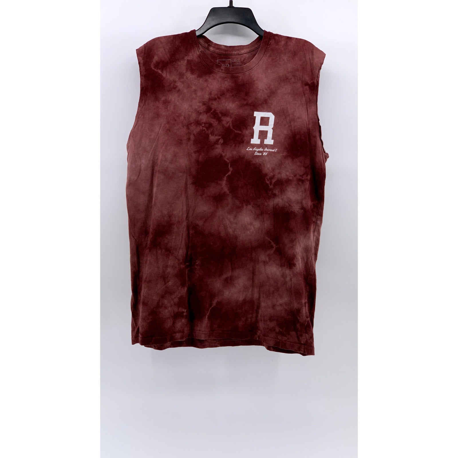 YOUNG & RECKLESS Men's Red Tie-Dye Crewneck Cut-Off Sleeveless Shirt SZ L
