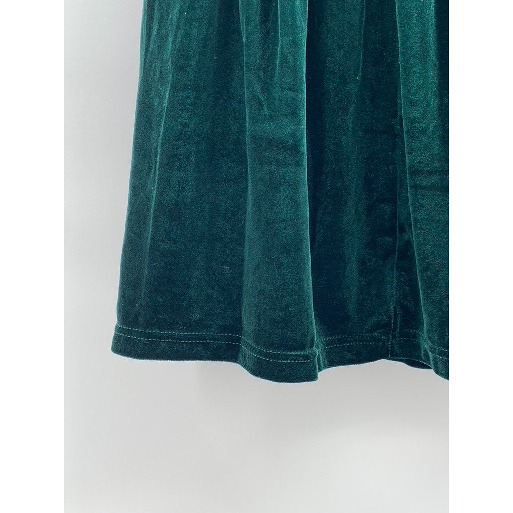 UNBRANDED Women's Dark Green Velvet Pleated Mini Skirt SZ S