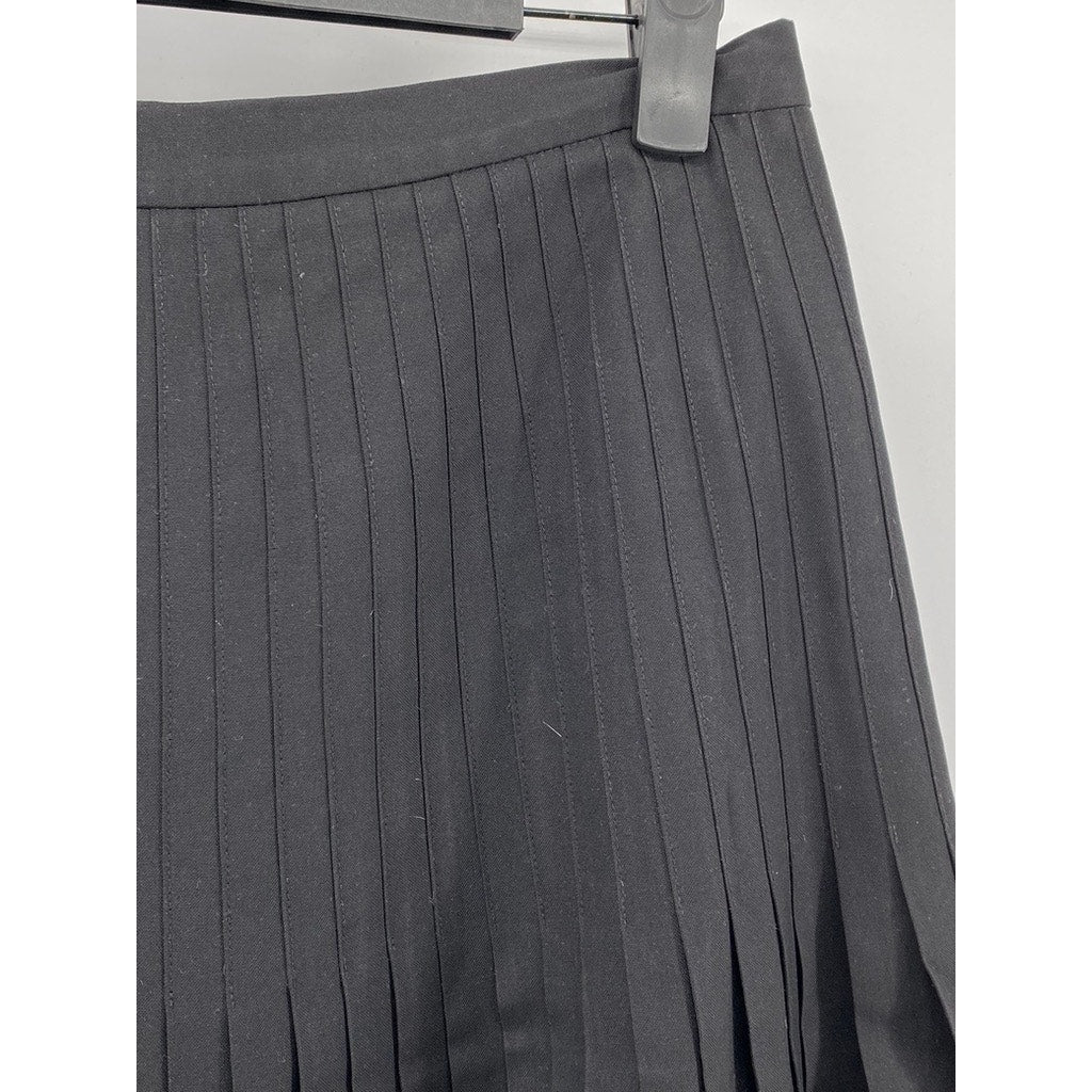 BROOKS BROTHERS Women's Black Wool Pleated Knee-Length A-Line Skirt SZ 4
