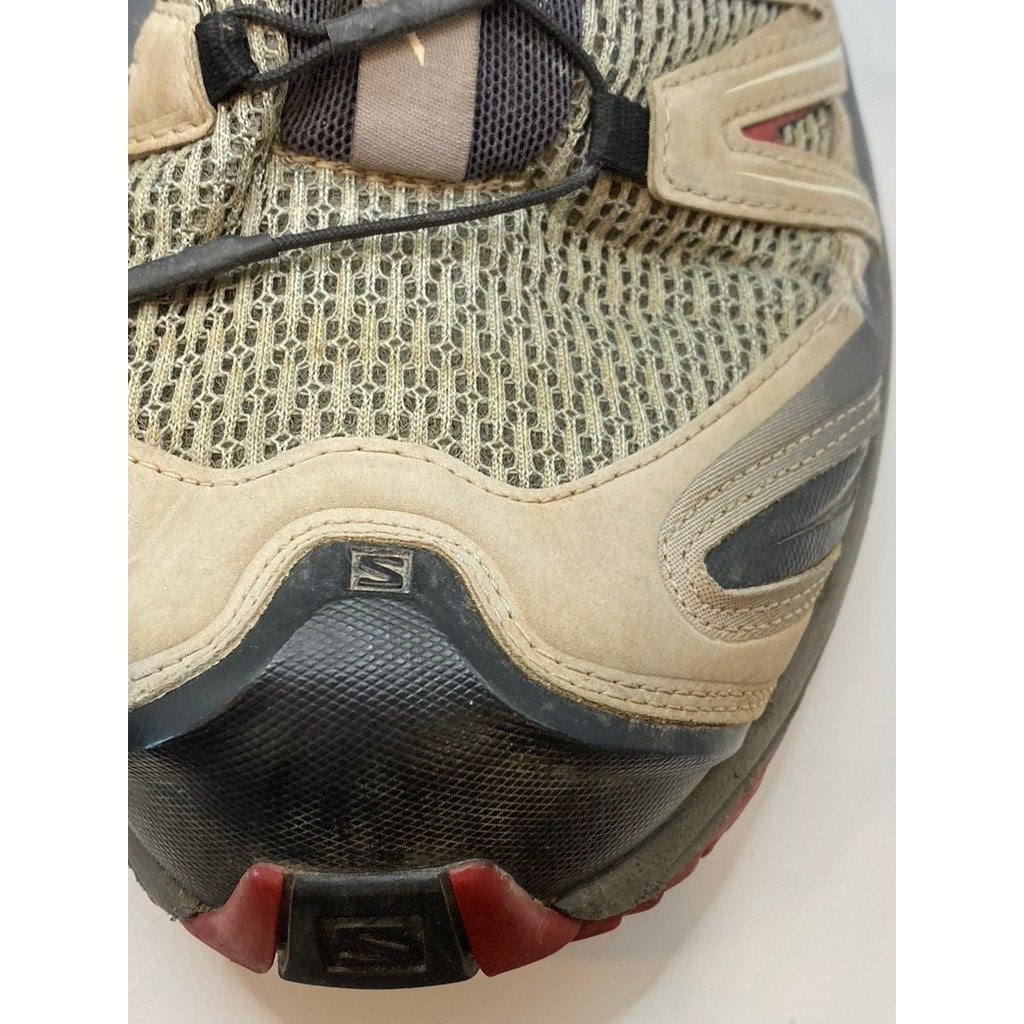 SALOMON Men's Beige-Black Mesh Ortholite Lace-Up Hiking Sneaker SZ 10.5