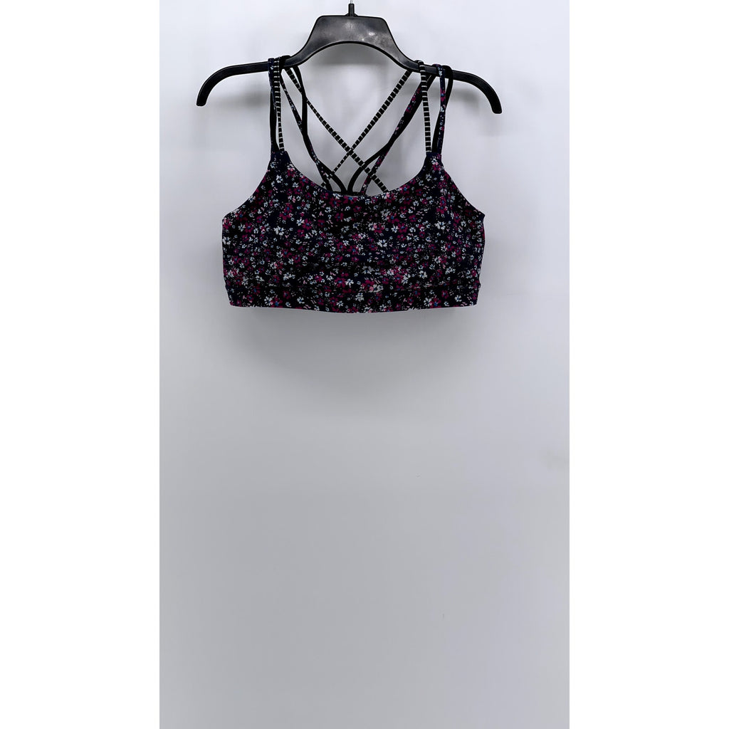 GAP FIT Women's Navy Daisy Floral Print Cross Strap Sports Bra SZ L