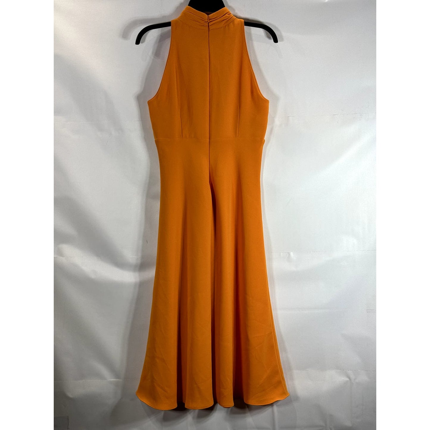 KAREN MILLEN Women's Orange Ruched Mock-Neck Sleeveless Empire-Waist Dress SZ 8