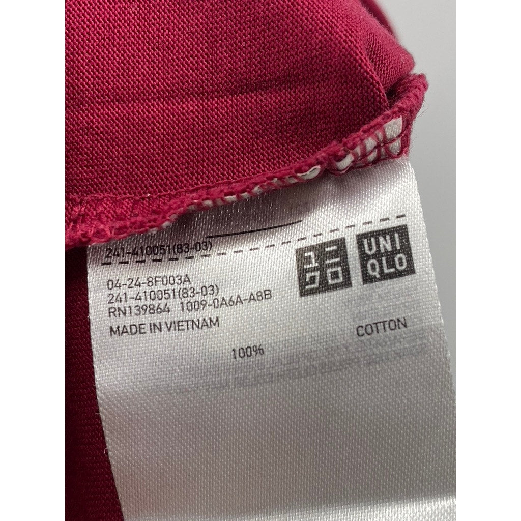 UNIQLO Women's Burgundy Crewneck French Short Sleeve Mercerized Top SZ M