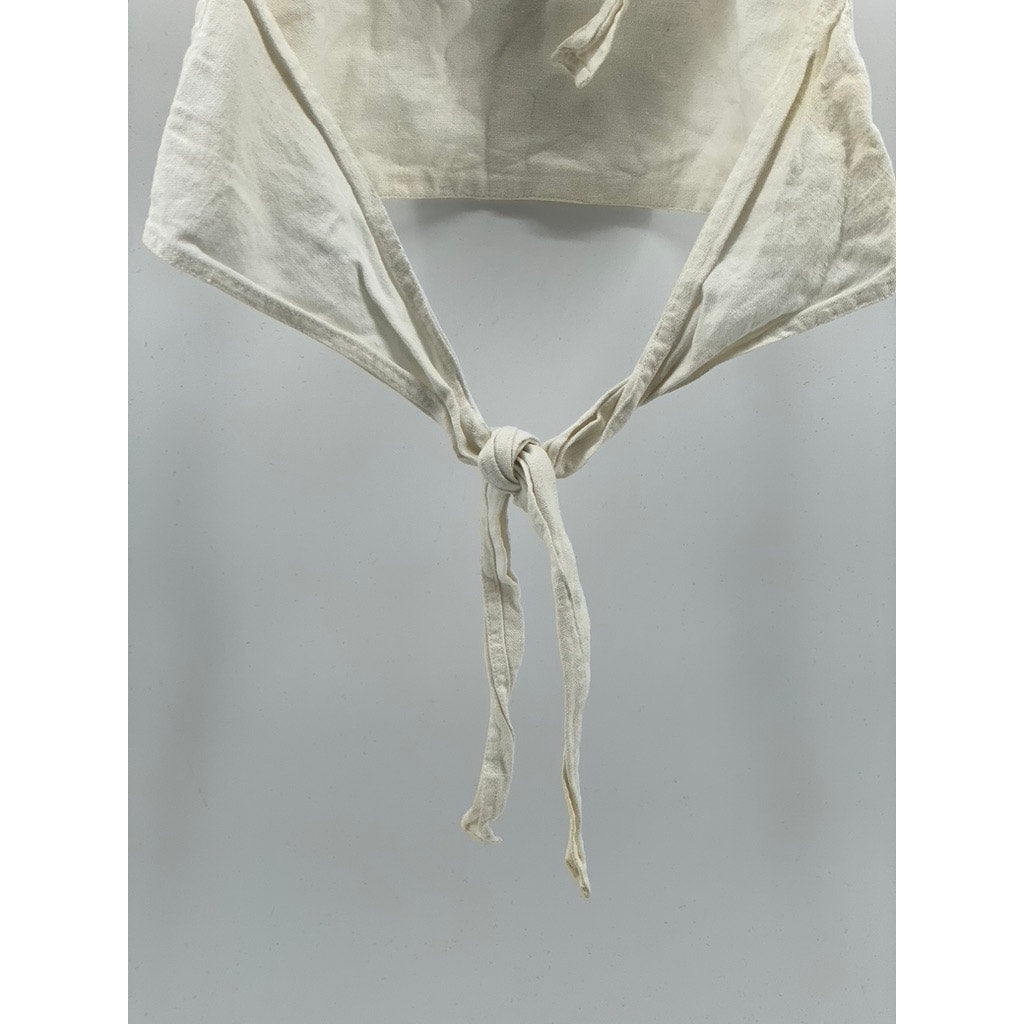 LITTLE PARADISE Women’s White Linen Tie Open-Back Cropped Tank Top SZ S