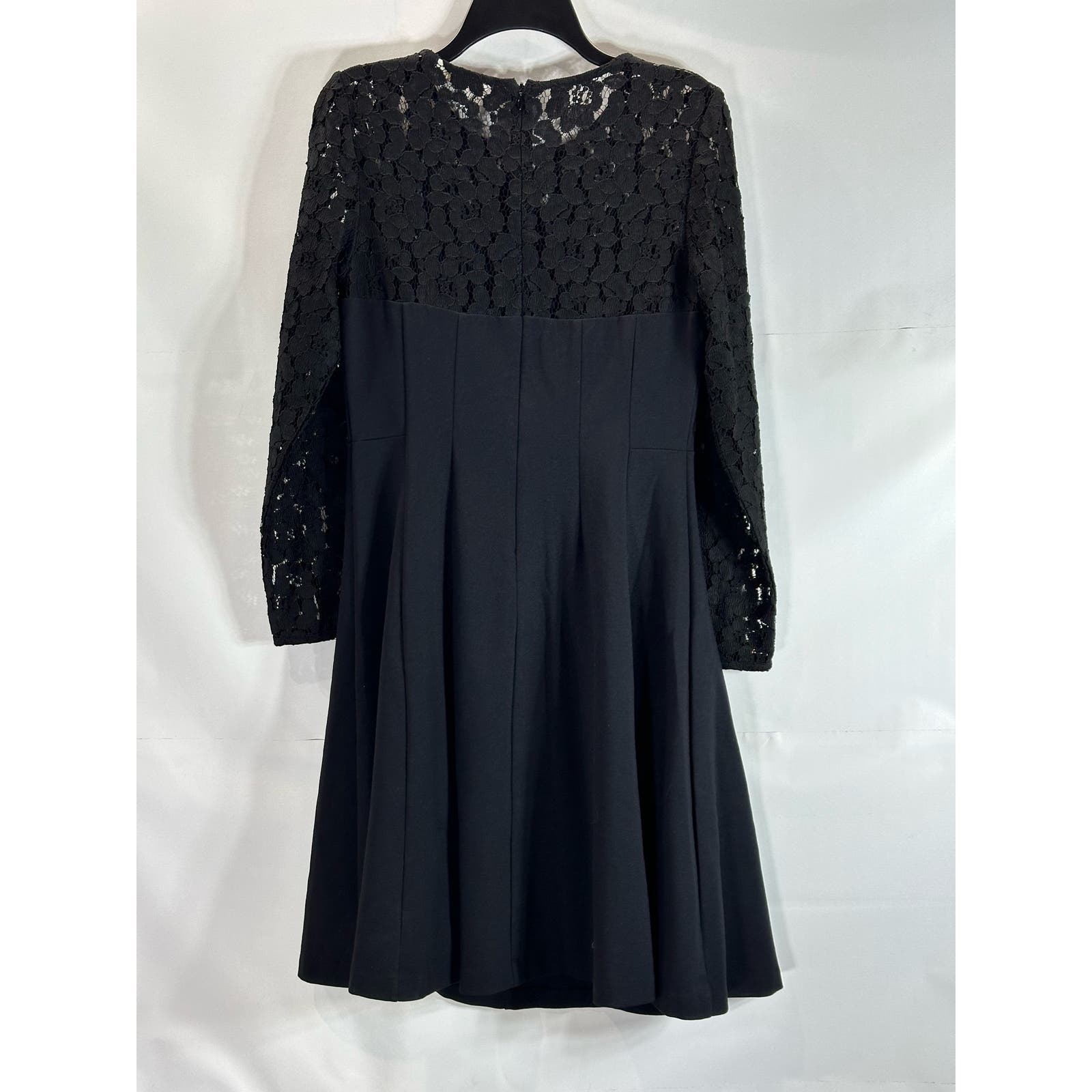 BODEN Women's Black Selena Long Lace Sleeve Fit & Flare Knee-Length Dress SZ 8L