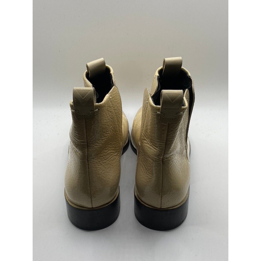 MERCEDES CASTILLO Women's Tan Pebble Leather Xandra Round-Toe Ankle Boots SZ 7.5