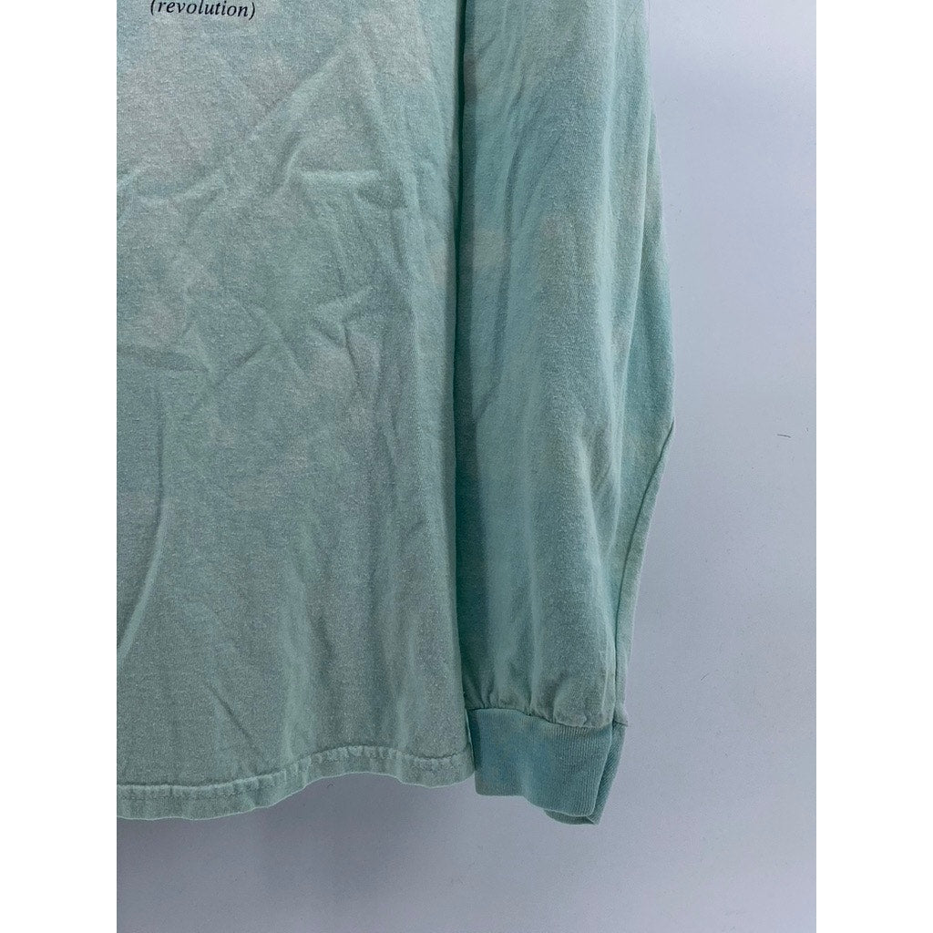 Men's Light Blue Tie-Dye Graphic Crewneck Cotton Long Sleeve Casual T-Shirt SZXL