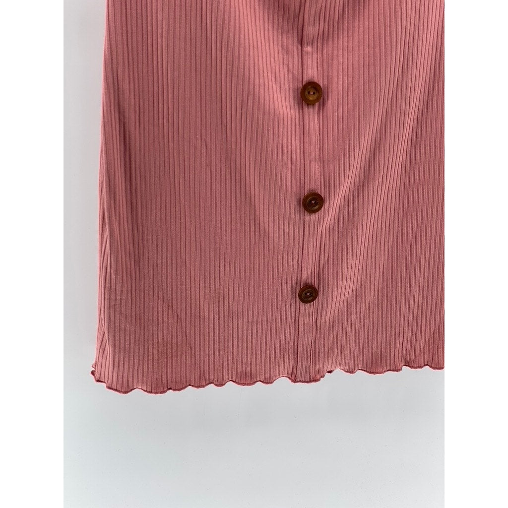 LOVE J Women's Plus Size Pink Ribbed Short Sleeve Bodycon Mini Dress SZ 1X