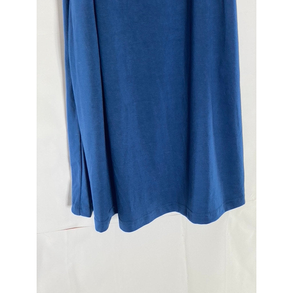 UNBRANDED Women’s Royal Blue O-Ring Sleeveless Front Half-Zip Mini Dress SZ S