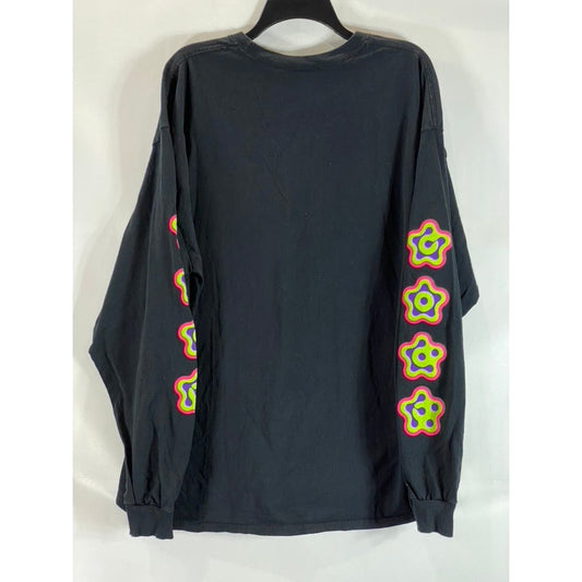 GOLF WANG Men's Black Crewneck Flower Print Long Sleeve T-Shirt SZ 2XL