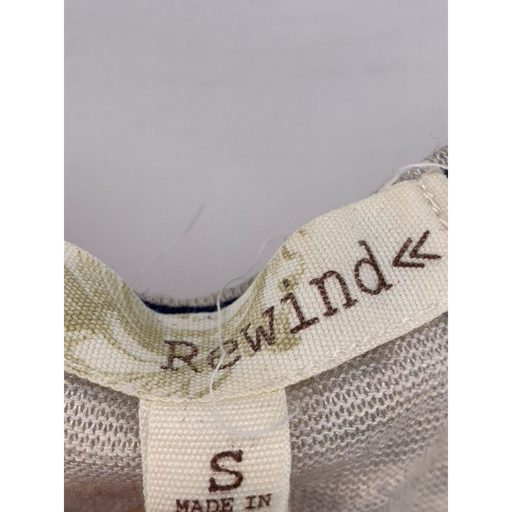 REWIND Womens Tan Boho Laced Cropped Shirt SZ S