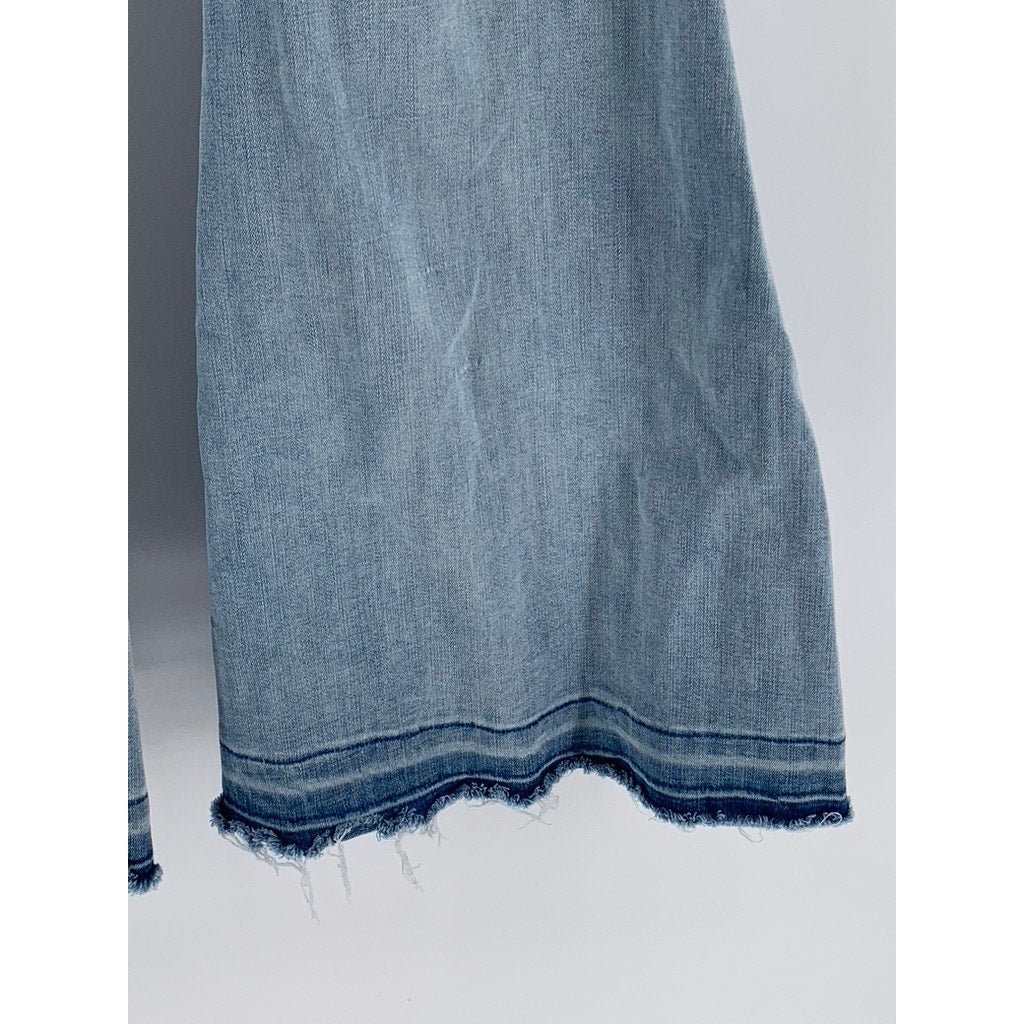 WE THE FREE Women's Light Wash Denim Button-Front Raw Flare Jeans SZ 28