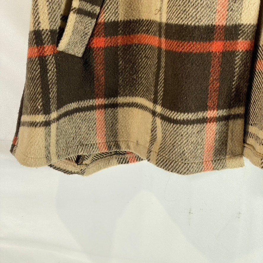 COCO + CARMEN Women's Hooded Brown Plaid Toggle Poncho Ruana OS