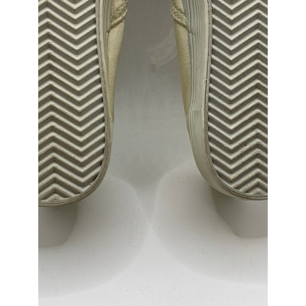 NINE WEST Women's Cream Satin Like Lace Sneakers SZ 8