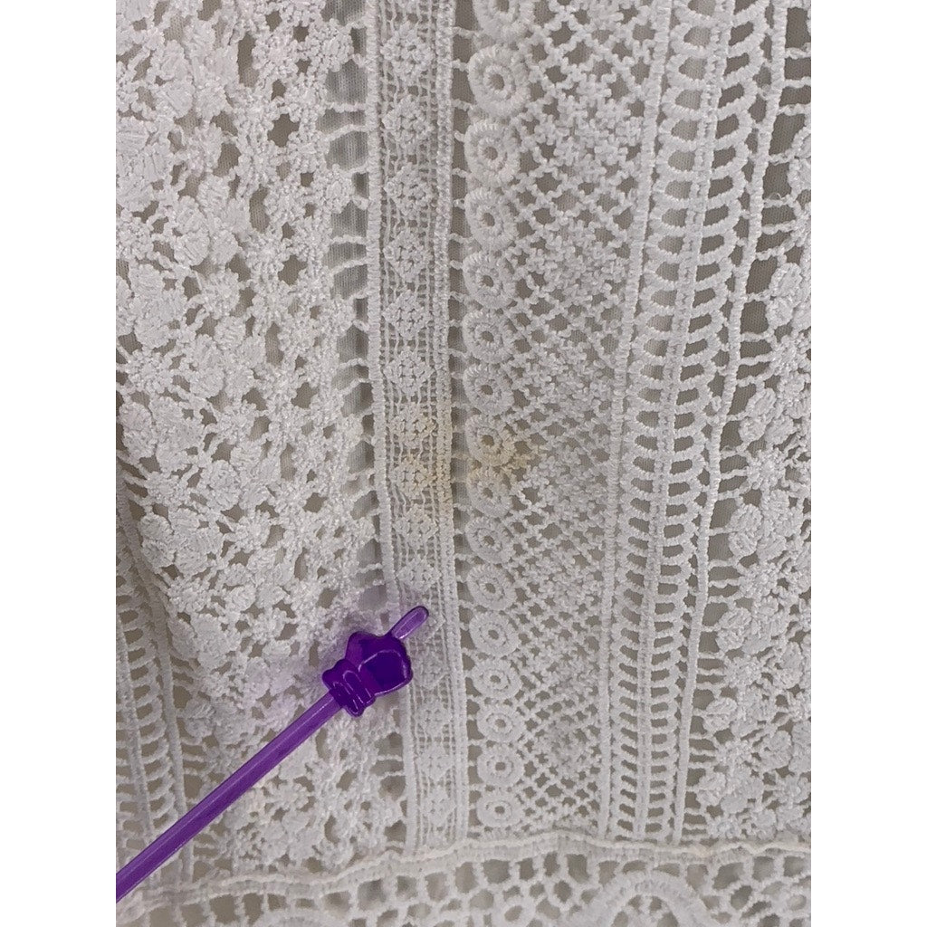 MIKAROSE Women's Cream Embroidered Lace Midi Dress SZ XS