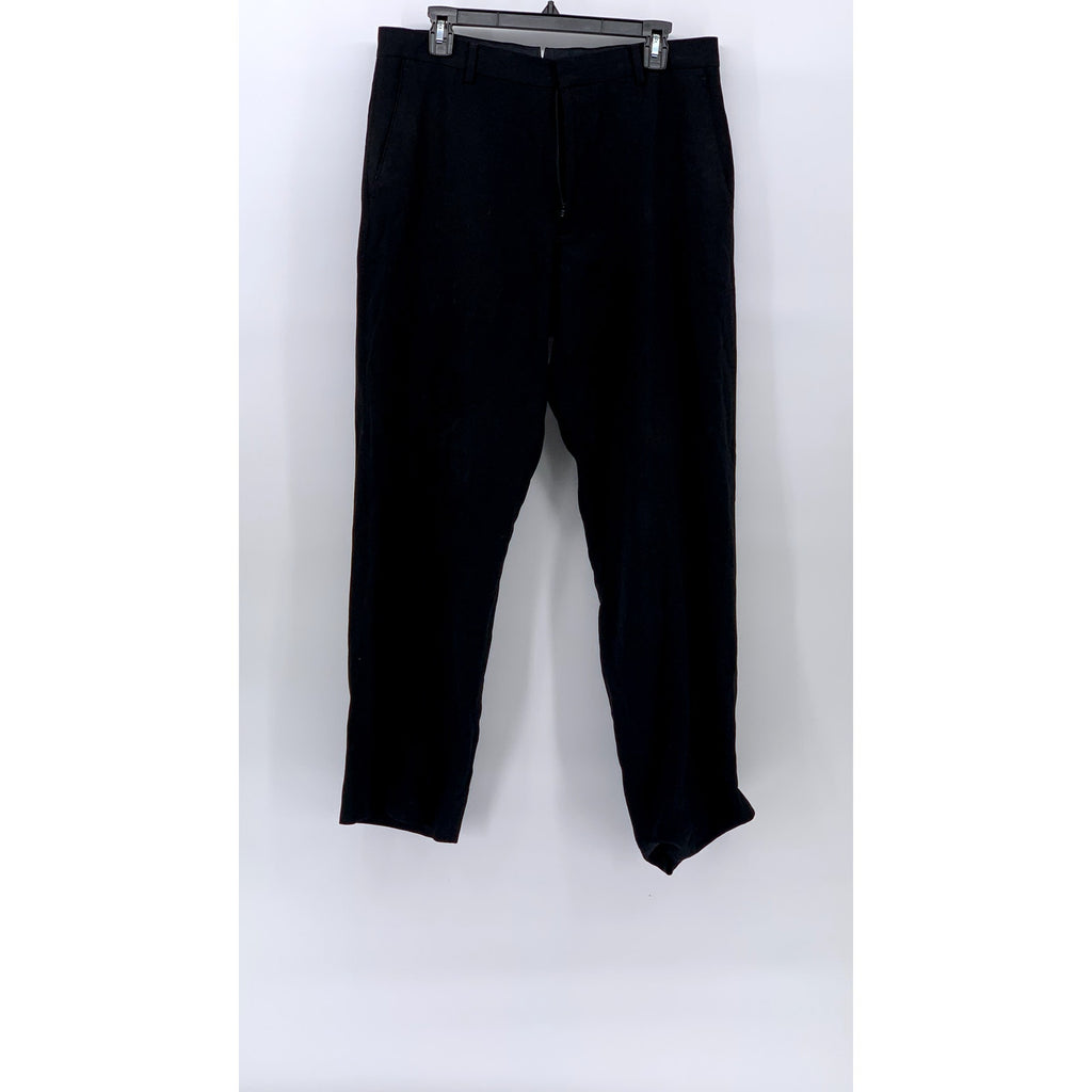 BANANA REPUBLIC Men's Black Solid Modern-Fit Wool Straight-Leg Pants SZ 33X32