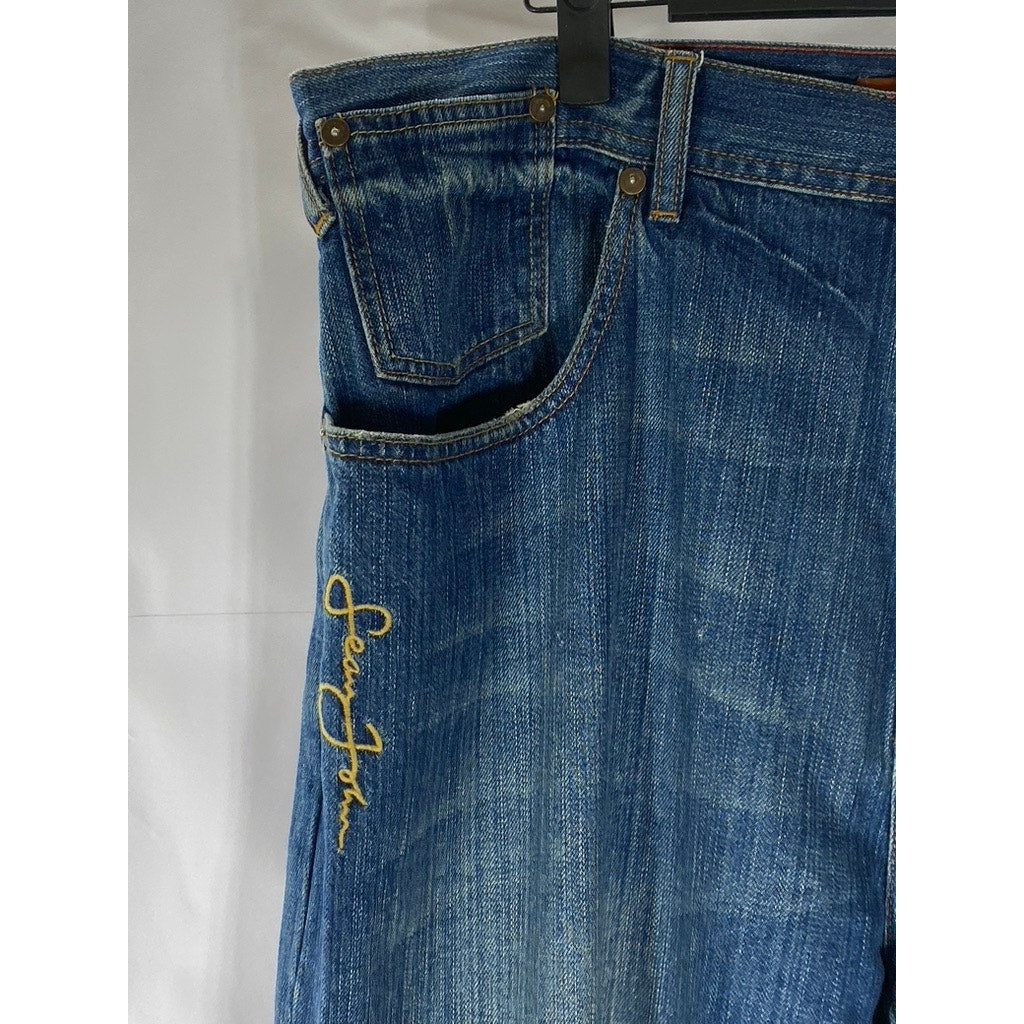 SEAN JOHN Men's Vintage Dark Blue Denim Baggy Straight-Leg Five-Pocket Jean SZ38