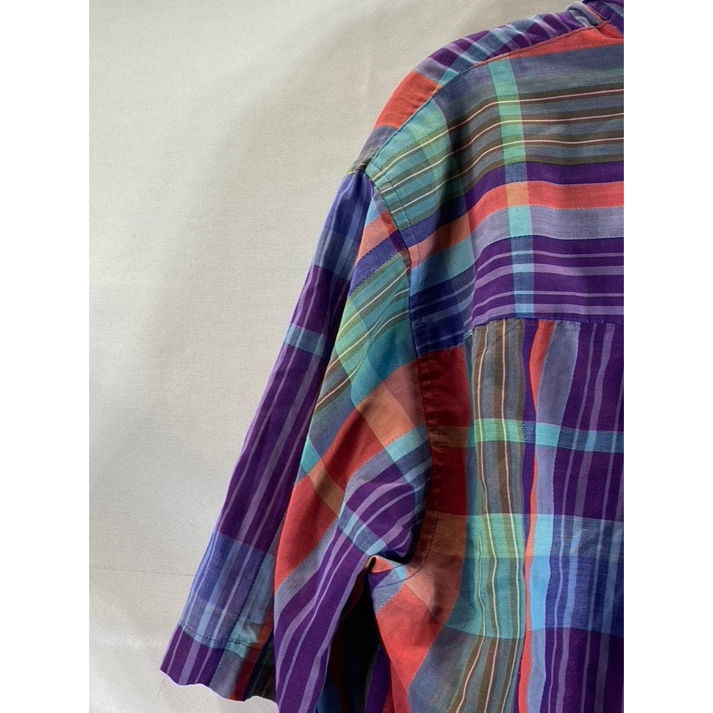 NOR'EASTER PLAID Men's Multicolor Vintage Plaid Short Sleeve Button-Up Shirt SZM