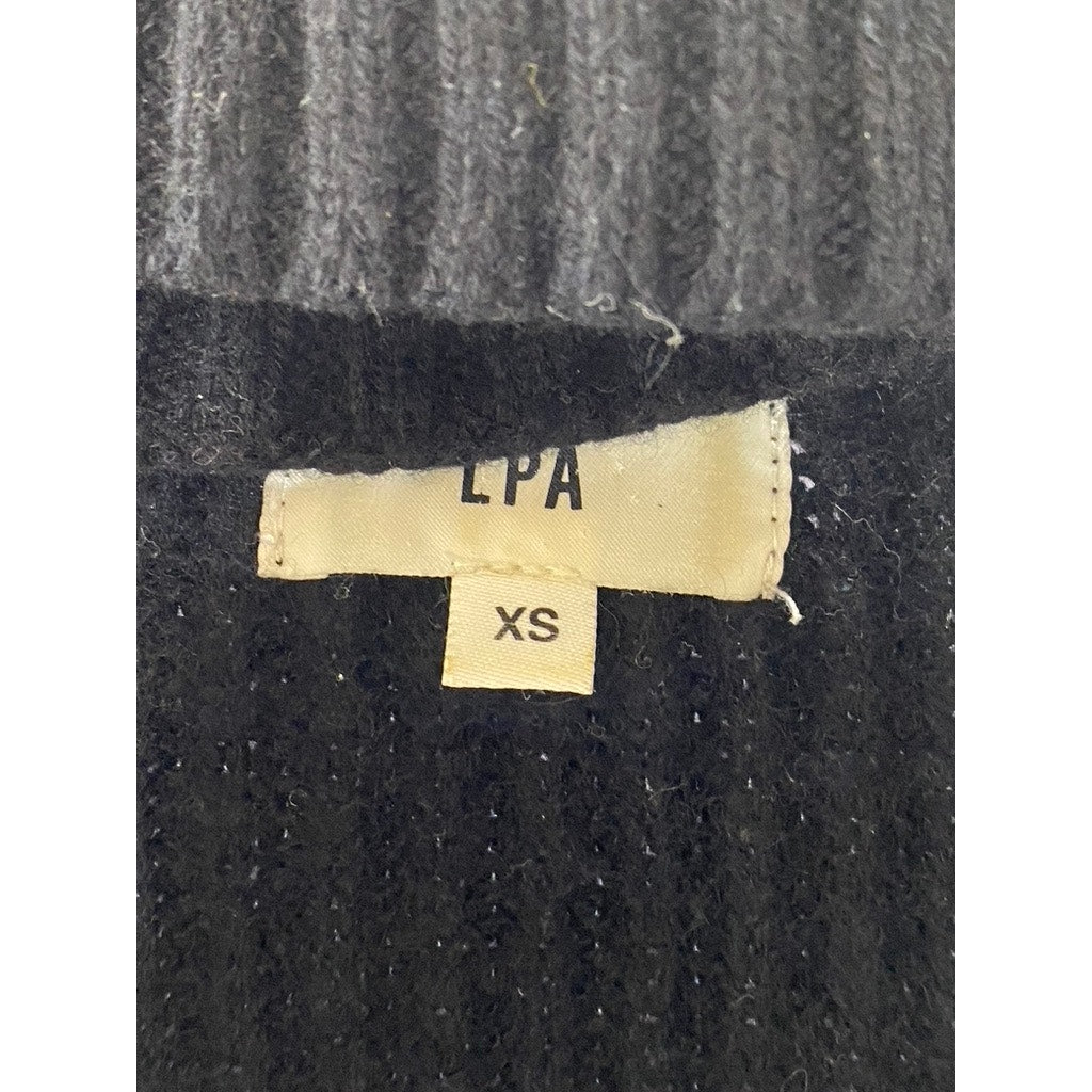 LPA Women’s Black Wool-Cashmere Rib Cutout Turtleneck Long Sleeve Sweater SZ XS